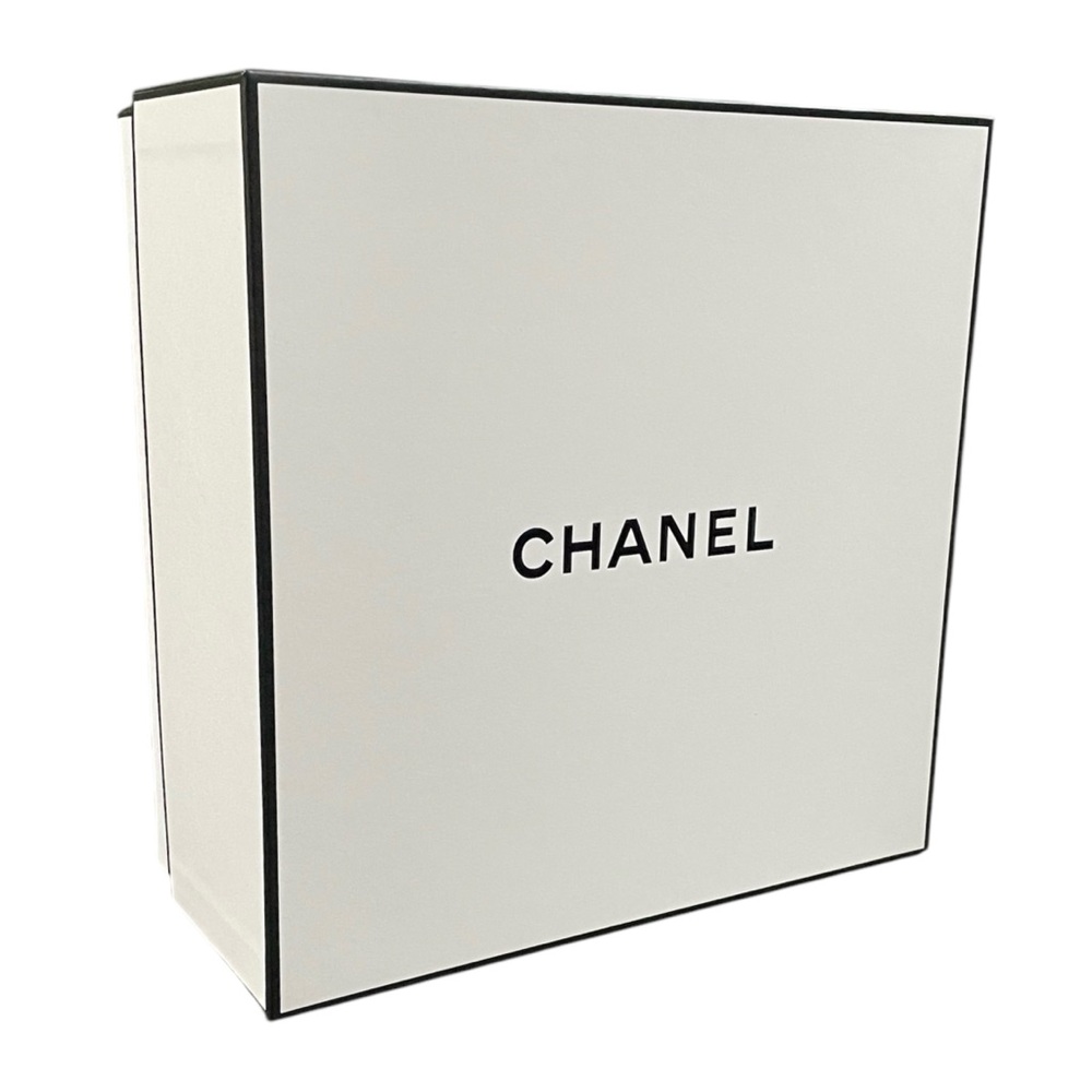 CHANEL White Black Square Box with Stuffing & Wrapping Paper